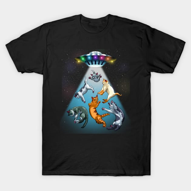 UFO Kitten Cats Funny Outerspace Pun For Cat Lovers T-Shirt by Blink_Imprints10